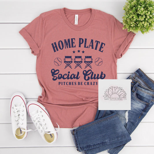 Home Plate Social Club (pitches be crazy) - Adult Crewneck Unisex T-Shirt