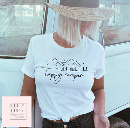 Happy Camper- Adult Crewneck Unisex T-Shirt