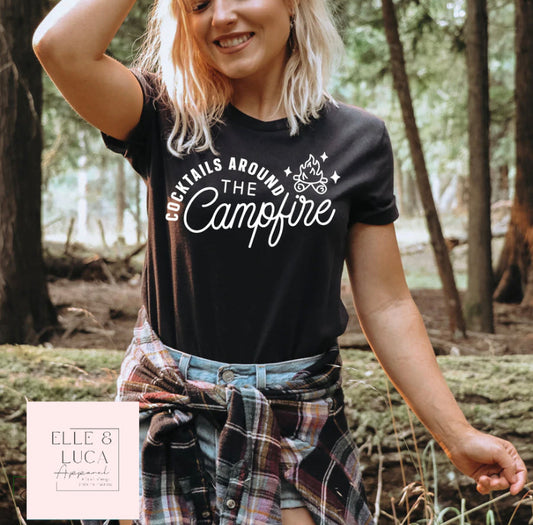 Cocktails Around the Campfire - Adult Crewneck Unisex T-Shirt