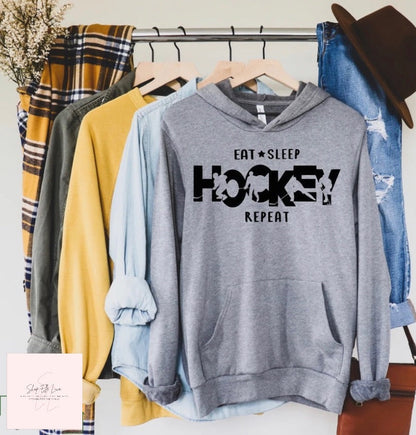 Eat Sleep Hockey Repeat -Adult Hoodie